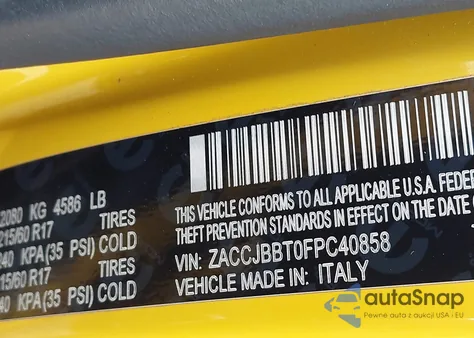 2015 Jeep Renegade Latitude from USA, damaged, VIN ZACCJBBT0FPC40858